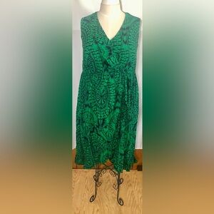 Denim & co green dress sleeveless ruffled size 18W
